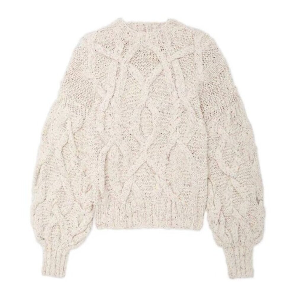Ulla Johnson Pilar Confetti Cable Knit Pullover Sweater Large